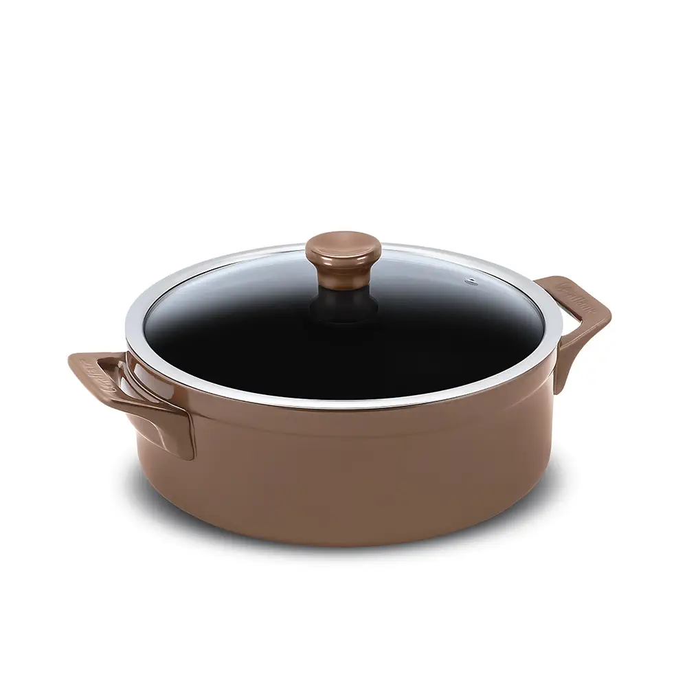 0b734a623295ced472ef07939c814a6a.webp Caçarola Baixa Ceraflame Clear 28cm 4500ML Cobre (Indução) - Imagem 1
