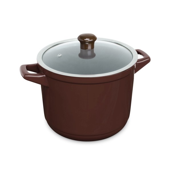 Caçarola Alta Duo 24cm 7 Litros - Chocolate Com Paredes Altas E Abertura Grande