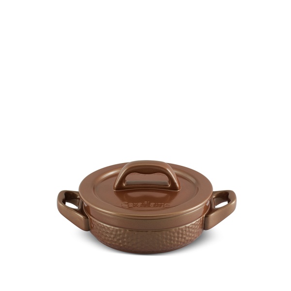 Caçarola Martelada 14cm 500ml - Cobre Elas São Ideais Para O Preparo Individual De Refeições. Evita Desperdícios E Garante À Refeição Um Visual Único E Moderno. Além disso as panelas