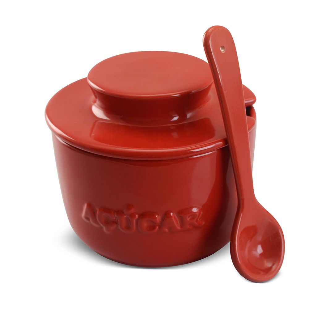 158825G-ACUCAREIRO-COM-COLHER-VERMELHO.jpg Açucareiro 350G com colher - Vermelho - Imagem 1