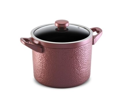 Caçarola Ceraflame  Alta Martelada 24cm 7,5 Litros  - Rose Gold (Glass)