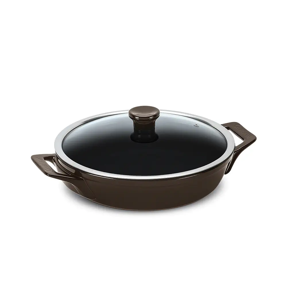 F4837545-FRIGIDEIRA-CLEAR-28CM-COM-ALCA-2500ML-CHOCOLATE.webp Frigideira com Alças Ceraflame Clear 28cm 2500ML - Chocolate (Indução) - Imagem 1