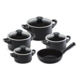 Jogo De Panelas De Cerâmica Ceraflame Martelado 5 Pcs Preto (Glass)