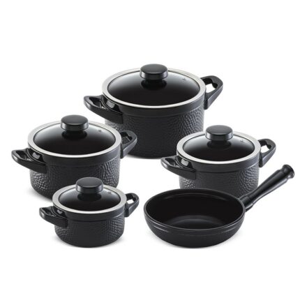 Jogo De Panelas De Cerâmica Ceraflame Martelado 5 Pcs Preto (Glass)