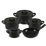 Jogo De Panelas De Cerâmica Ceraflame Martelado+ 5 Pcs Preto
