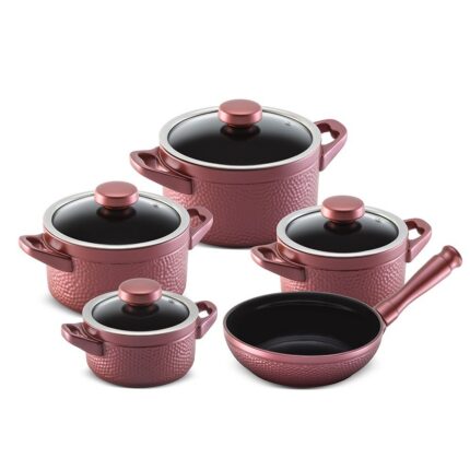 Jogo De Panelas De Cerâmica Ceraflame Martelado 5 Pcs Rose Gold (Class)