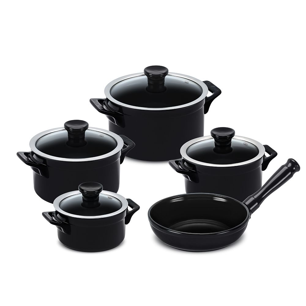 J623141-CONJUNTO-CLEAR-5-PCS-PRETO.jpg Jogo De Panelas De Cerâmica Ceraflame Clear 5 Pcs - Preto - Imagem 1