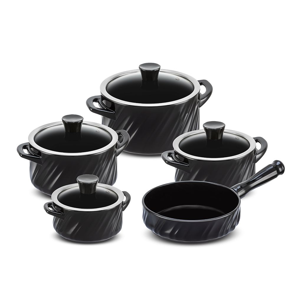 J627141-CONJUNTO-TWIST-5-PCS-PRETO.jpg Jogo De Panelas De Cerâmica Ceraflame Twist 5 Peças - Preto - Imagem 1