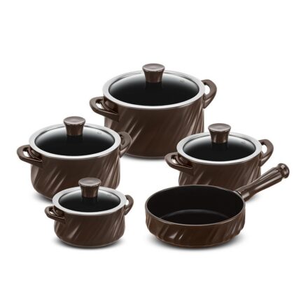 Jogo De Panelas De Cerâmica Ceraflame Twist 5 Pcs - Chocolate