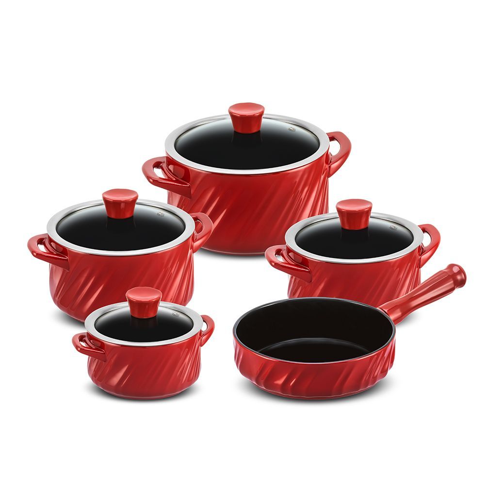 J627646-CONJUNTO-TWIST-5-PCS-POMODORO.jpg Jogo De Panelas De Cerâmica Ceraflame Twist 5 Pcs (indução) - Pomodoro - Imagem 1
