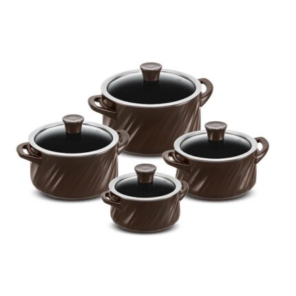 Jogo De Panelas De Cerâmica Ceraflame Twist 4 Peças - Chocolate