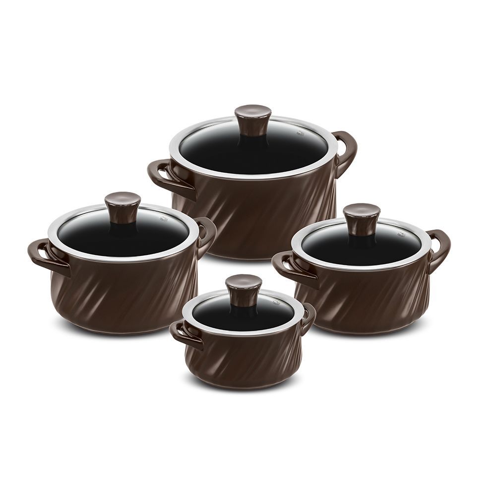 J643545-CONJUNTO-TWIST-4-PCS-CHOCOLATE.jpg Jogo De Panelas De Cerâmica Ceraflame Twist 4 Peças - Chocolate - Imagem 1