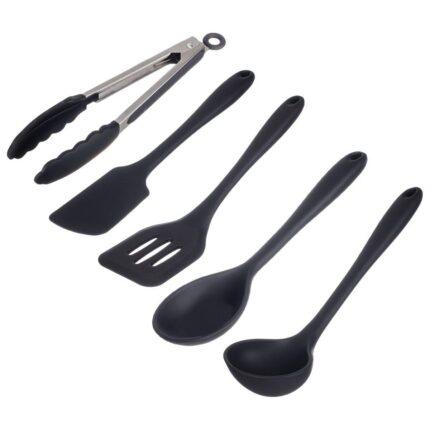 Kit de Utensílios de Silicone Essenciais Weck 05 Peças – Preto