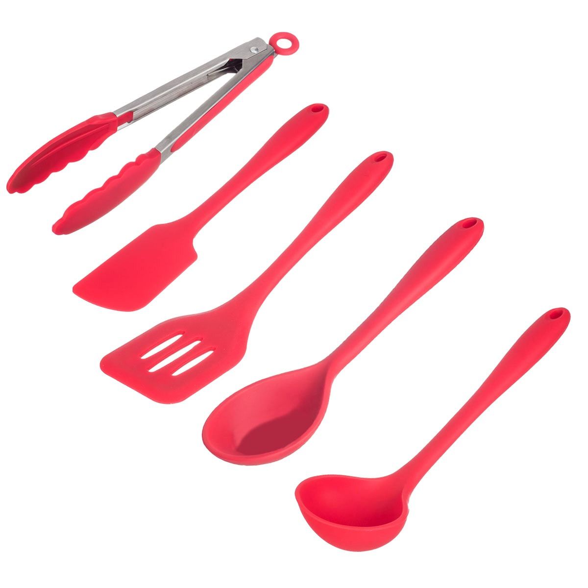 kit-5-pecas-weck-essenciais-vermelho.jpeg Kit de Utensílios de Silicone Essenciais Weck 05 Peças – Vermelho - Imagem 1