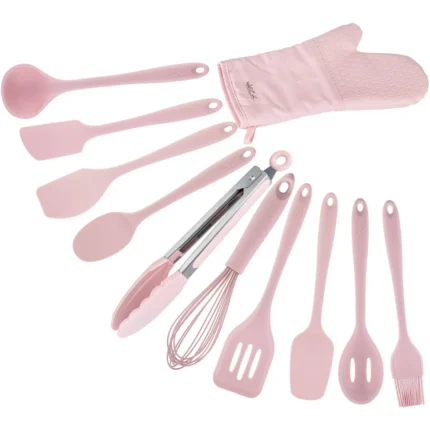 Kit de Utensílios de Silicone Weck 11 Peças – Rosa